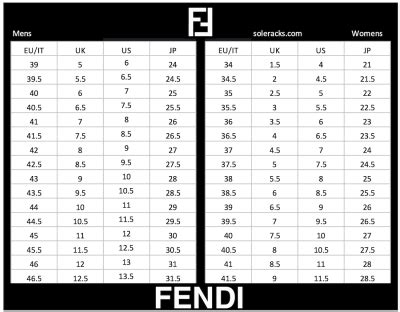 fendi shoes mens size chart